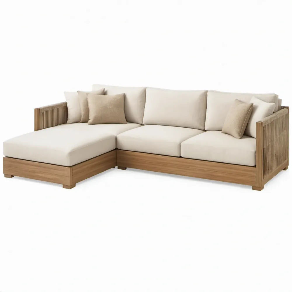 Hoekloungeset met linker chaise longue 250 x 165 x 70 cm in massief acaciahout en polyester