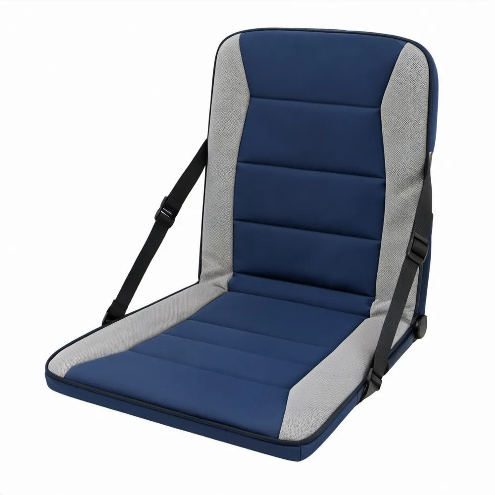 Opvouwbare campingstoel met hoge rugleuning 82 x 44 x 50 cm blauw/grijs/zwart