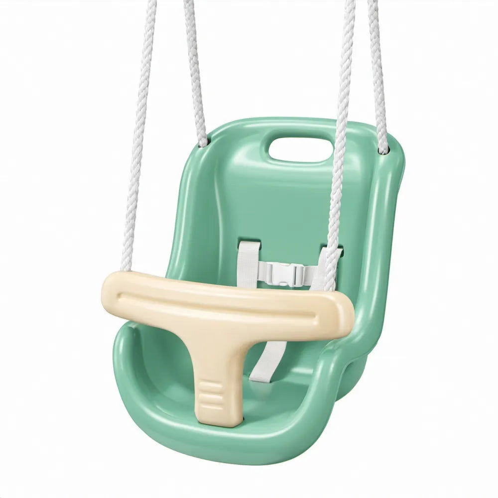 Babyschommelzitje van PP 36 x 30 x 28 cm Mintgroen/Crème met veiligheidsbeugel