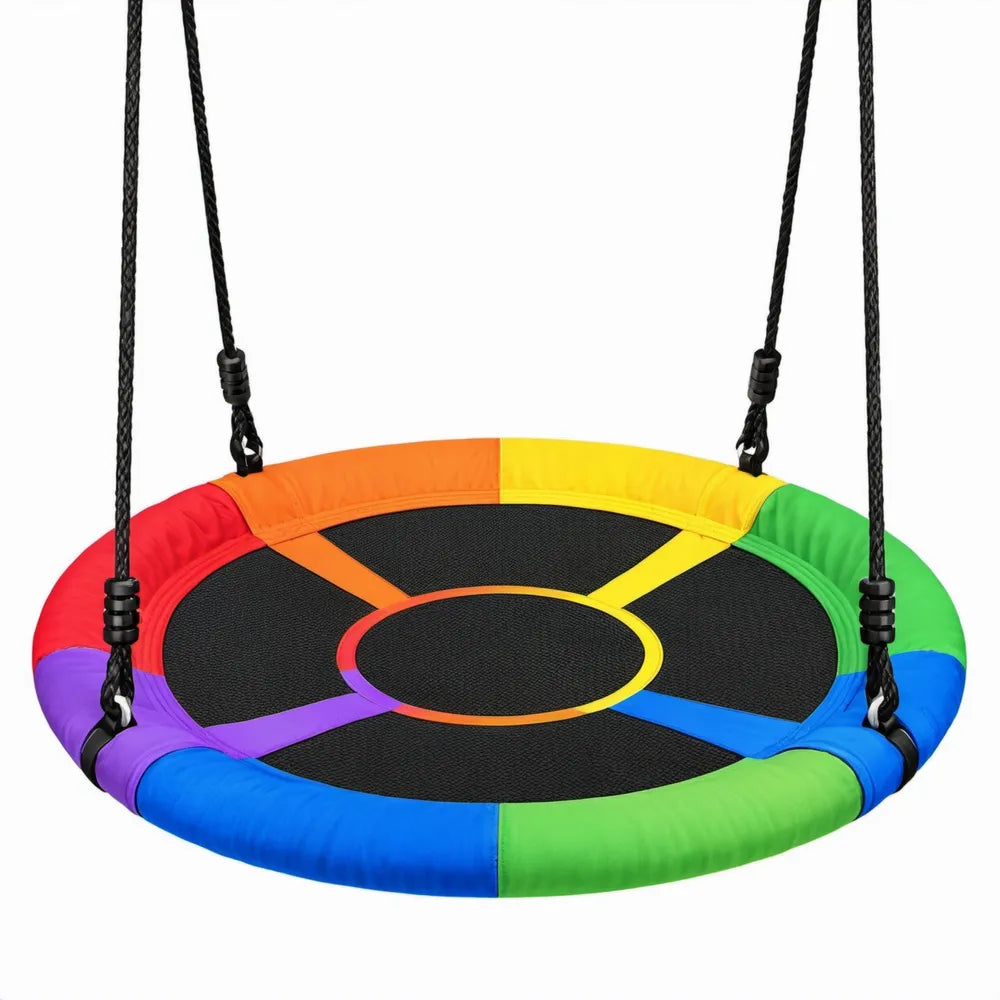 Ronde nestschommel Ø 100 cm met ophangtouwen, zwart/rood/oranje/geel/groen/blauw/paars