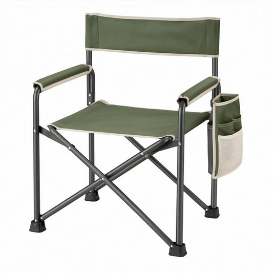 Opvouwbare regisseursstoel met zijorganizer Groen/Zwart/Beige 58 x 48 x 80 cm