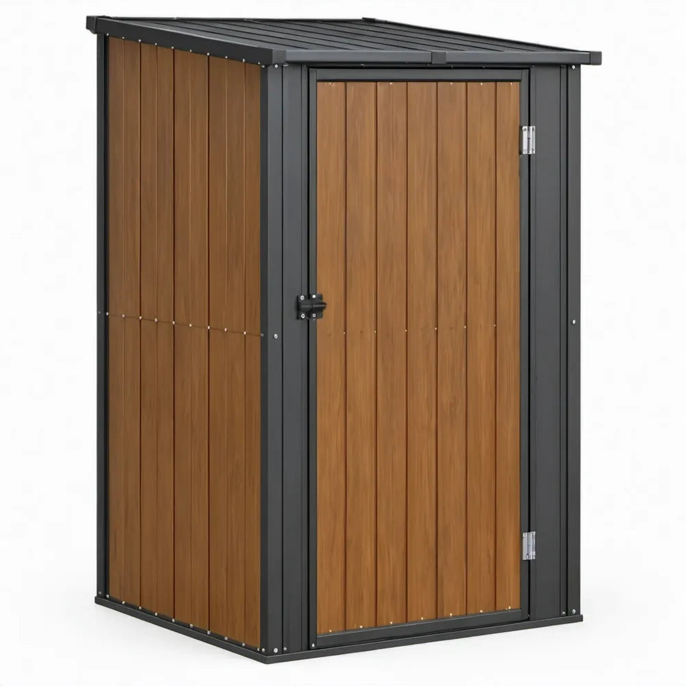 Metalen buitenkast 122 x 61 x 180 cm Bruin/Antraciet met lessenaarsdak