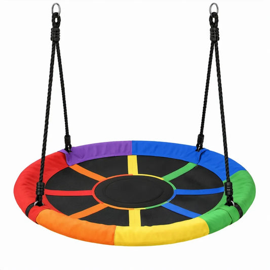 Ronde nestschommel Ø 100 cm met verstelbare PP-touwen – Regenboogkleuren
