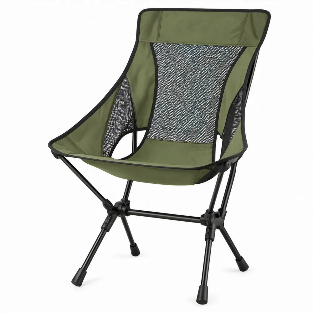 Opvouwbare campingstoel 58 x 54 x 88 cm – Olijfgroen/Zwart
