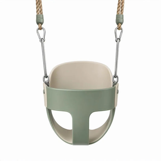 Babyschommelzitje met rugleuning en veiligheidsbeugel Groen/Beige 36 x 30 x 48 cm
